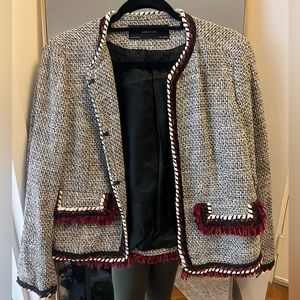 Zara tweed jacket, hook closure. Size large. Mint condition